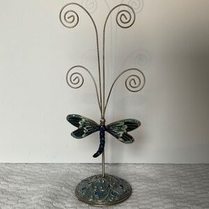 Metal and Enamel Dragonfly Display Stand - Photo or Jewellery Holder
